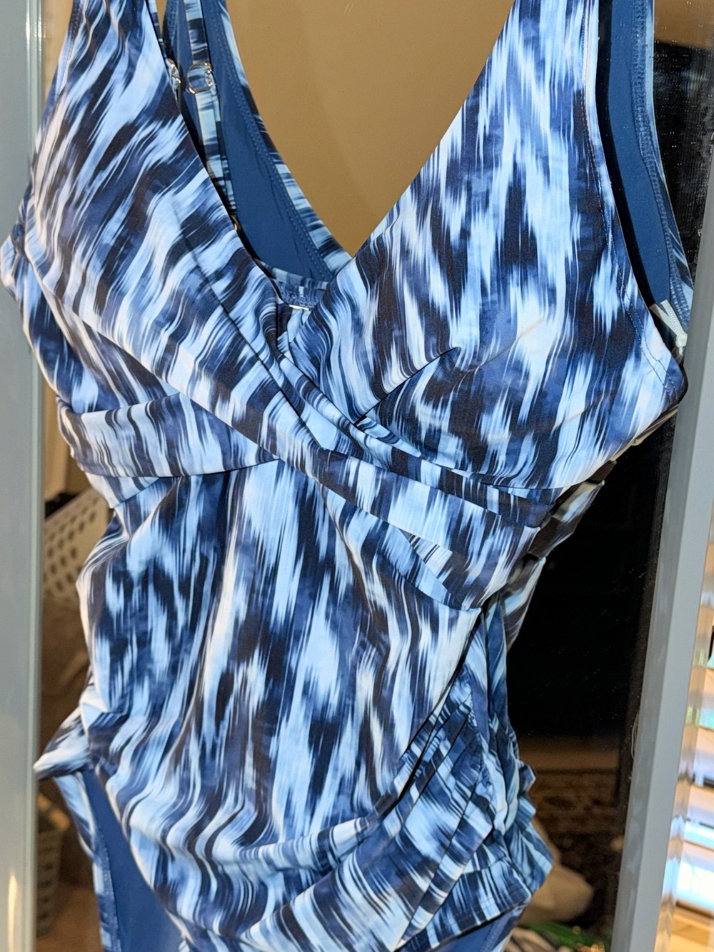 Anne Cole Blue and Navy Abstract-Print One-Piece Swimsuit